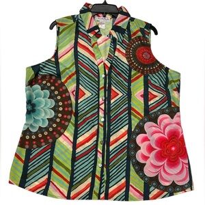 NorthStyle Limited Edition Multi Color & Bright Sleeveless Button Up Tunic 1X‎